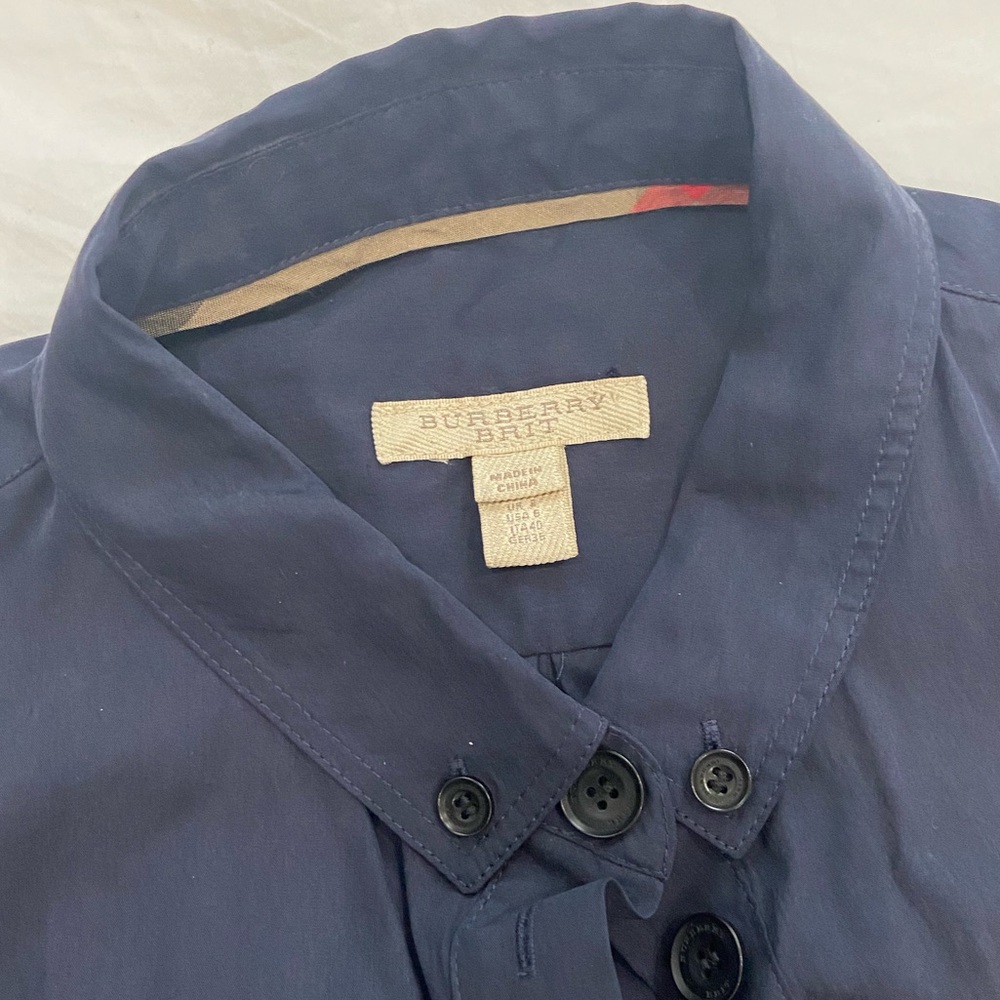 Burberry Silk Blend Jumpsuit (Navy) - Picture 2 of 5